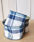 4"X10yd Blue + White  Checkered Ribbon