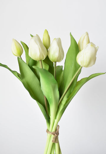 11.75" Faux Real Touch White Tulip Stem Bundle