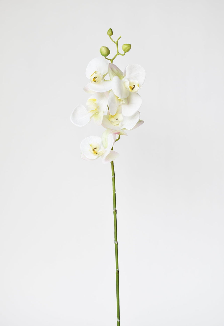 30" Faux White Orchid Stem