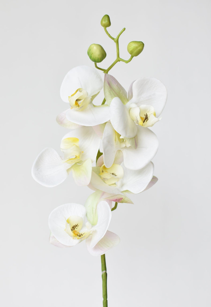 30" Faux White Orchid Stem