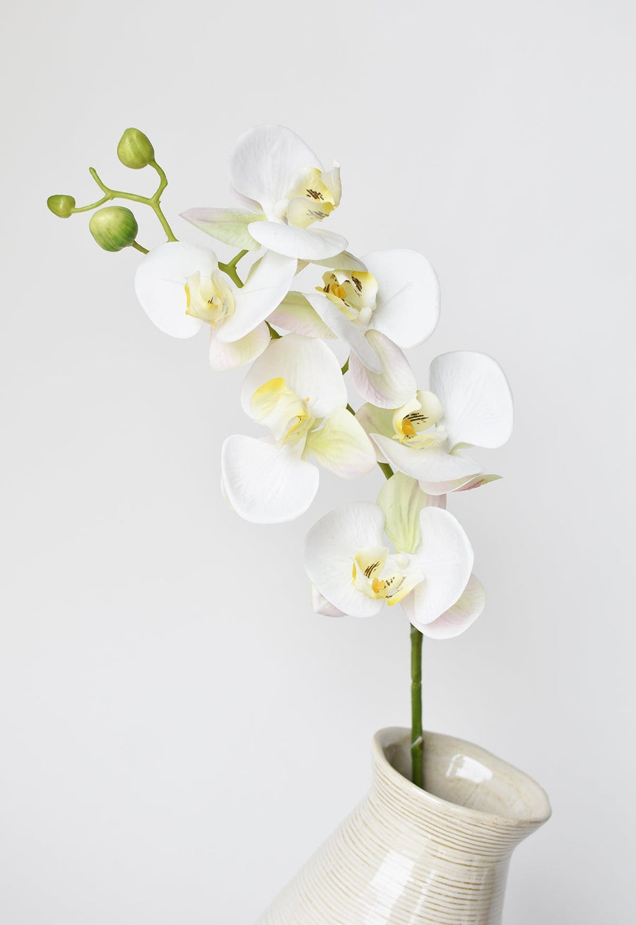 30" Faux White Orchid Stem