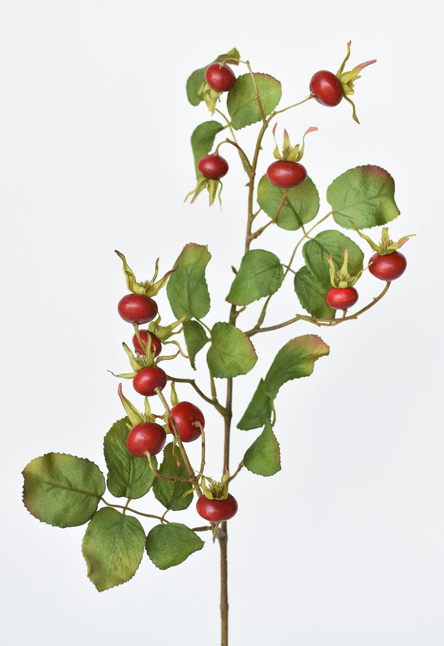 28" Faux Red Rosehip Berry Stem