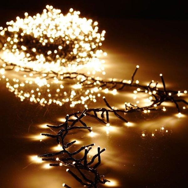 ELECTRIC LED Warm White Cluster Light Garland, w/Timer and Remote