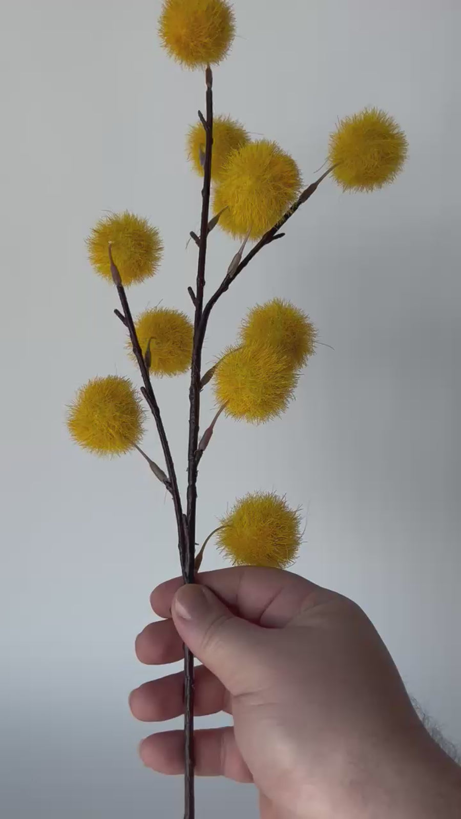 30" Faux Yellow Pom-Pom Stem