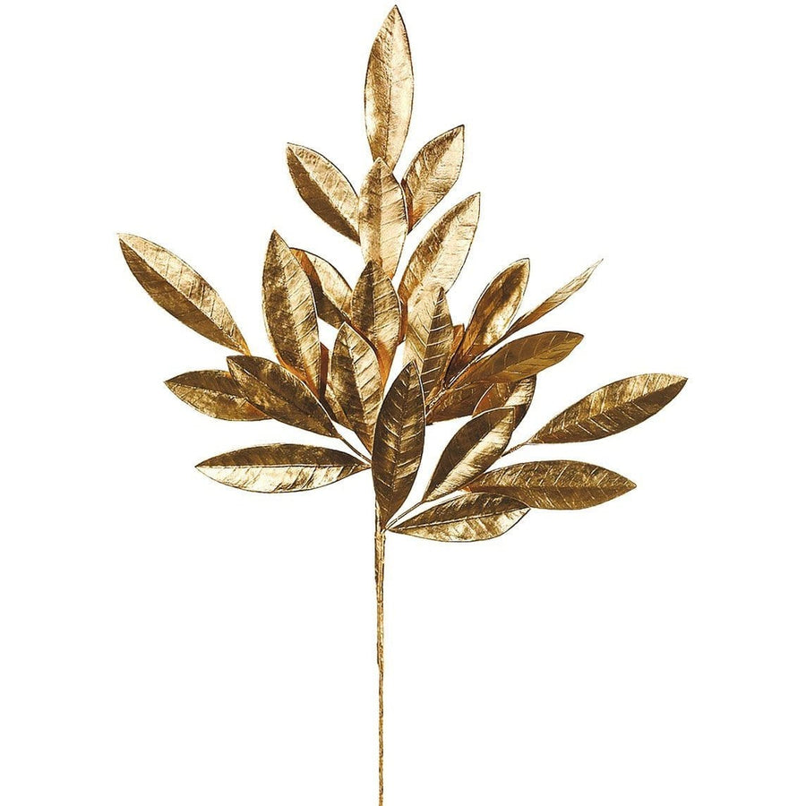 19" Faux Gold Bay leaf Stem